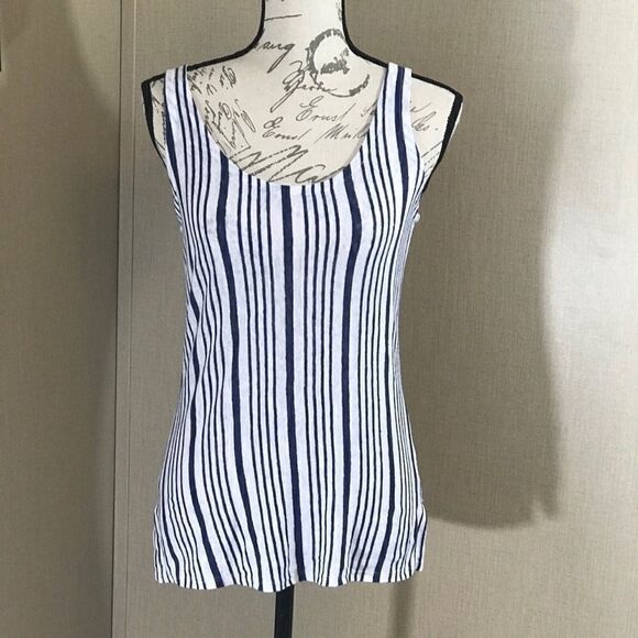 Chaser small sleeveless tank top striped blue/ - Picture 2 of 14